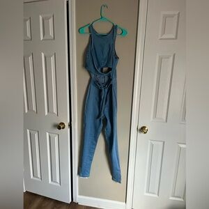 Women’s Stylish Blue Cutout Fashion Nova Jumpsuit Medium